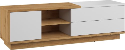 Hybrid TV-állvány 1 ajtó 2 fiók - Artisan tölgy - Fényes fehér