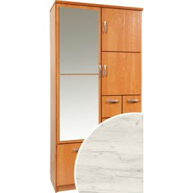   Barcelona 100 Z előszoba szekrény tükörrel - Fehér tölgy