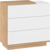 Hybrid komód 3 fiók - Cremona tölgy - Fényes fehér