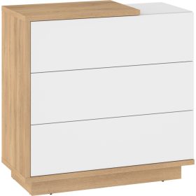 Hybrid komód 3 fiók - Cremona tölgy - Fényes fehér