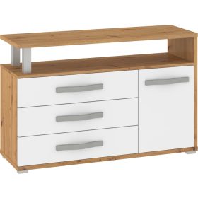 Angel komód 1 ajtó 3 fiók - Artisan tölgy - Fehér