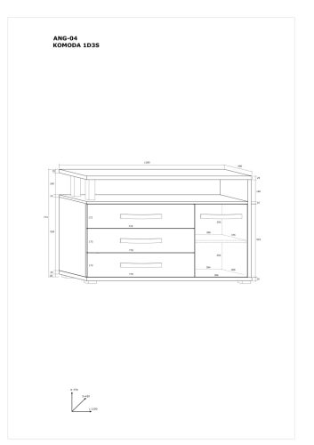 Angel komód 1 ajtó 3 fiók - Artisan tölgy - Fehér