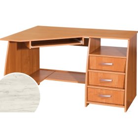   Sevilla sarok számítógépasztal 3 fiók jobbos - Fehér tölgy