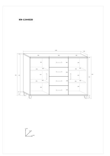 Komód 2 ajtó 4 fiók KN-1244S2D - Wallis szilva