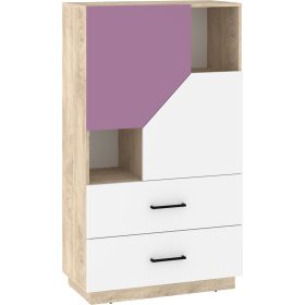   Pax 80 alacsony könyvespolc 2 ajtó 2 fiók - Endgrain tölgy - Fehér - Levendula