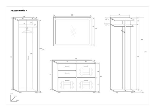 Előszoba bútor szett 7 - Tobacco tölgy - Krém