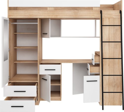 Smyk galériaágy jobbos - Világos Sonoma tölgy - Fehér