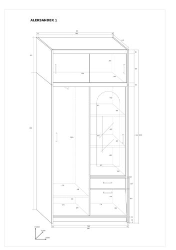 Aleksander 1 Z  tolóajtós gardróbszekrény tükörrel - Arany tölgy