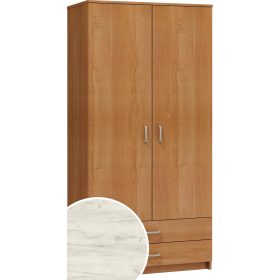 Szafa gardróbszekrény 2 ajtó 2 fiók - Fehér tölgy