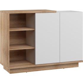   Hybrid komód 2 ajtó - Világos Sonoma tölgy - Fényes fehér