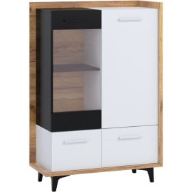 Box vitrin 3 ajtó - Arany tölgy - Fehér - Fekete