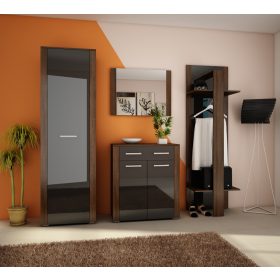   Cezar előszoba bútor szett - Sötét Sonoma tölgy - Fényes fekete