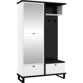   Cross előszoba bútor tükörrel - Fekete - Fehér - Fekete huzat