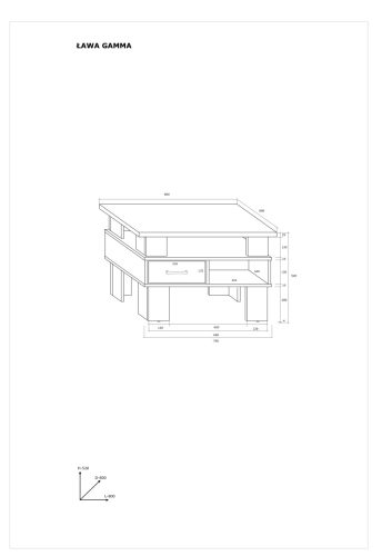 Gamma dohányzóasztal - Artisan tölgy - Beton fekete