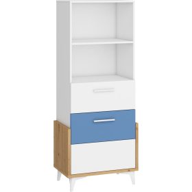   Hey könyvespolc 1 ajtó 1 fiók 65S - Artisan tölgy - Fehér - Kék