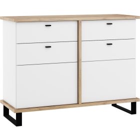 Cross komód 2 ajtó 2 fiók - Arany tölgy - Fehér
