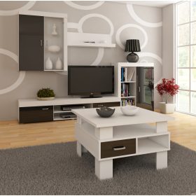 Gamma dohányzóasztal - Fehér - Fényes fekete