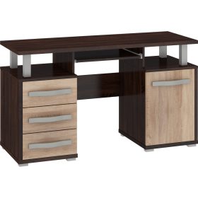   Angel íróasztal 1 ajtó 3 fiók - Sötét Sonoma tölgy - Világos Sonoma tölgy