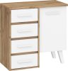 Nordis komód 1 ajtó 4 fiók - Arany tölgy - Fehér