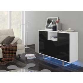 King komód nagy 3 ajtó - Fehér - Fényes fekete