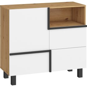 Lars komód 1 ajtó 2 fiók - Artisan tölgy - Fehér