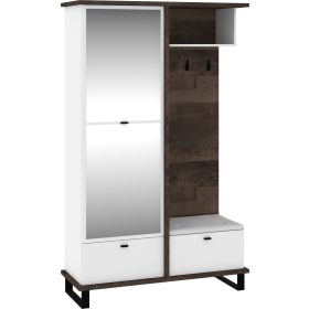   Cross előszoba bútor tükörrel - Grange tölgy - Fehér - Fehér huzat