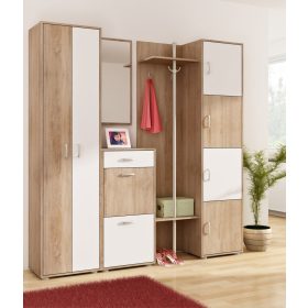 Előszoba bútor szett 5 - Világos Sonoma tölgy - Fehér