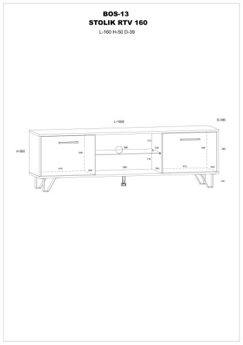 Boss TV-állvány 160 - Fekete - Fényes fehér