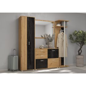 Előszoba bútor szett 7 - Artisan tölgy - Beton fekete