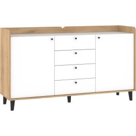   Dolce komód 2 ajtó 4 fiók - Cremona tölgy - Fényes fehér