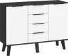 Sven komód 2 ajtó 4 fiók - Fekete - Fényes fehér