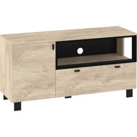   Vegas TV-állvány 1 ajtó 1 fiók - Endgrain tölgy - Fekete