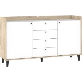  Dolce komód 2 ajtó 4 fiók - Endgrain tölgy - Fényes fehér