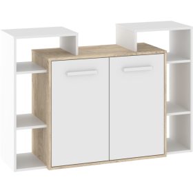 Rio komód 2 ajtó - Endgrain tölgy - Fehér