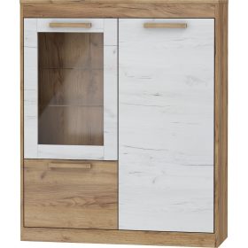   Maximus könyvespolc 2 ajtó 1 üveges ajtó - Arany tölgy - Fehér tölgy