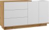 Hybrid komód 2 ajtó 3 fiók - Artisan tölgy - Fényes fehér