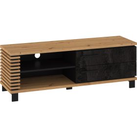   Lamir TV-állvány 2 fiók - Artisan tölgy - Beton fekete - Fekete