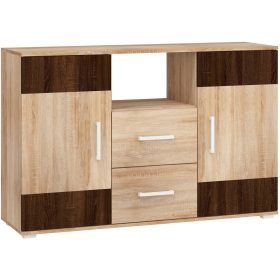   Solar komód 2 ajtó 2 fiók - Világos Sonoma tölgy - Sötét Sonoma tölgy