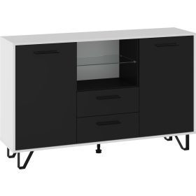 Boss komód 2 ajtó 2 fiók - Fehér - Fényes fekete