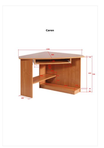 Caren sarok számítógépasztal balos - Endgrain tölgy