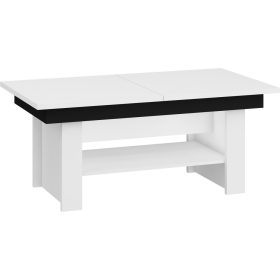   Mexico emelhető és kihúzható dohányzóasztal - Fehér - Fekete