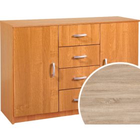 Komód 2 ajtó 4 fiók K-1244S2D - Világos Sonoma tölgy