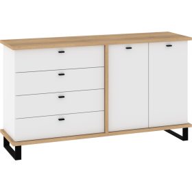 Cross komód 2 ajtó 4 fiók - Cremona tölgy - Fehér