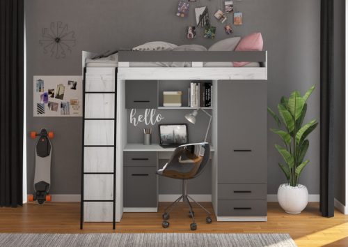 Level galériaágy balos - Fehér tölgy - Szürke