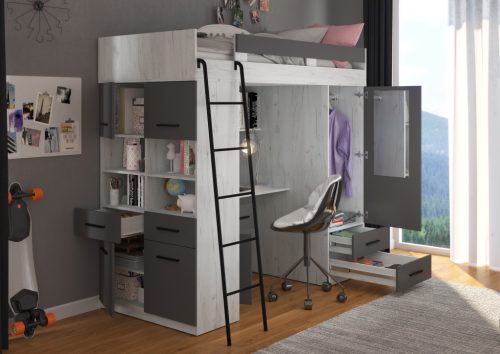 Level galériaágy balos - Fehér tölgy - Szürke