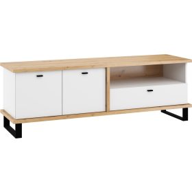 Cross TV-állvány 2 ajtó 1 fiók - Artisan tölgy - Fehér