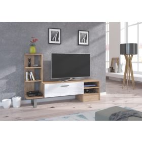   York TV-állvány 1 ajtó - Világos Sonoma tölgy - Fényes fehér