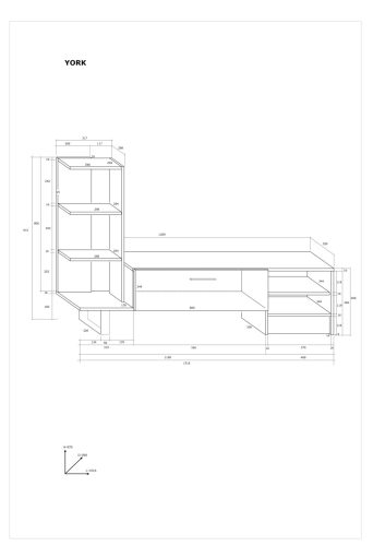 York TV-állvány 1 ajtó - Világos Sonoma tölgy - Fényes fehér