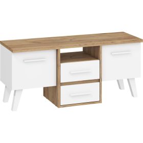 Nordis TV-állvány 3 ajtó - Arany tölgy - Fehér