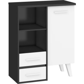 Nordis könyvespolc 1 ajtó 2 fiók - Fekete - Fehér
